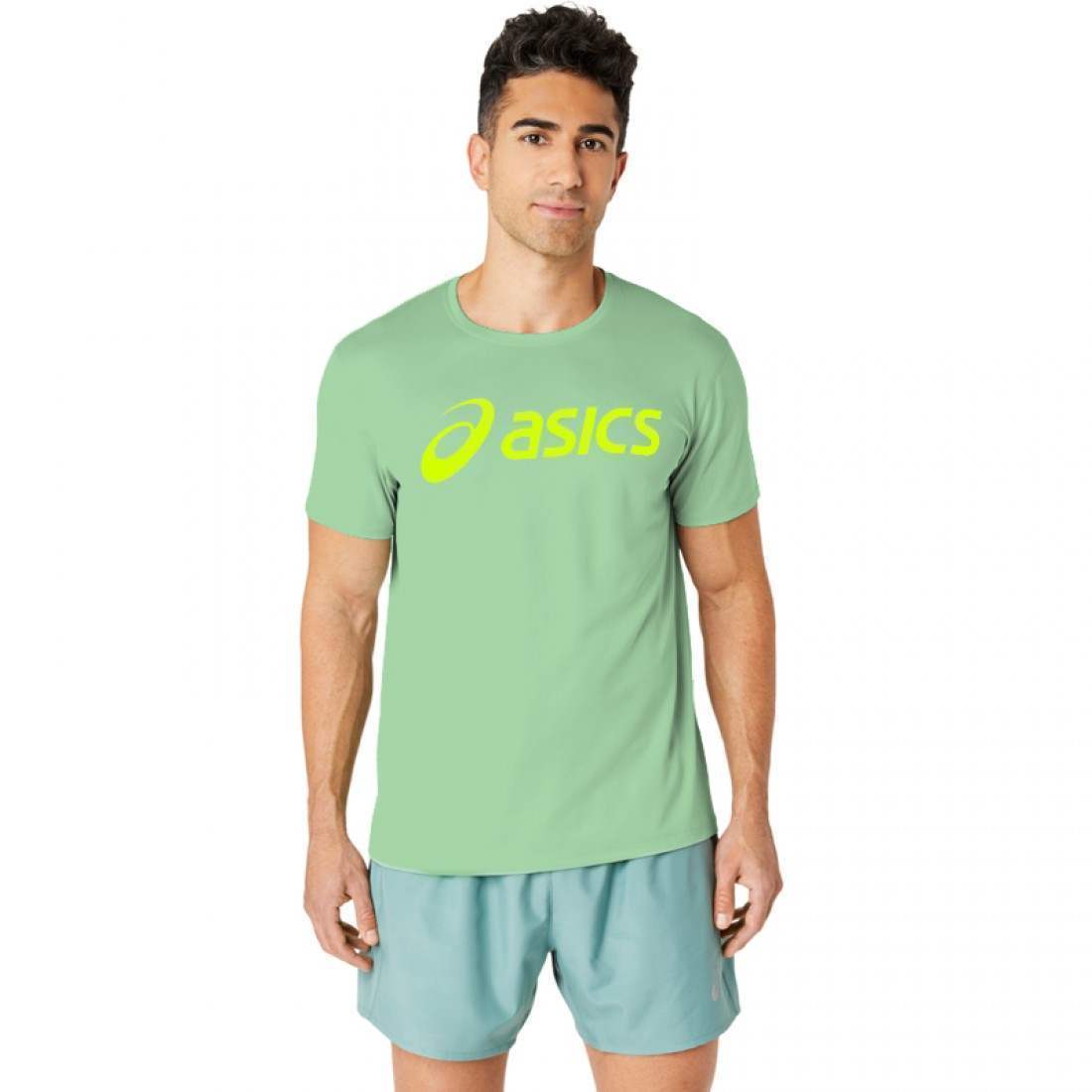 CAMISETA ASICS CORE CELADON CLARO AMARILLO FLUOR