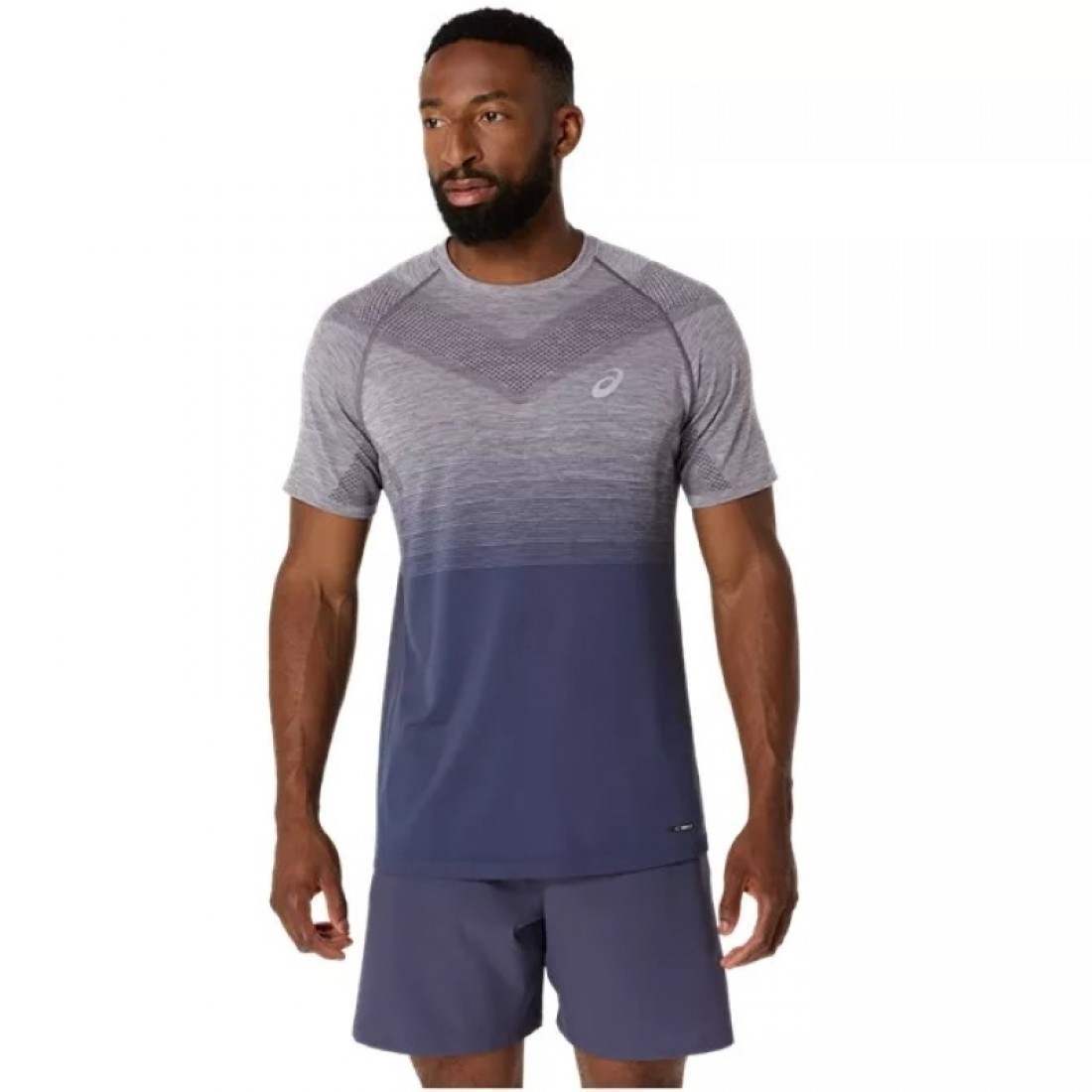 CAMISETA ASICS SEAMLESS SS TOP GRIS LAVANDA AZUL INDIGO