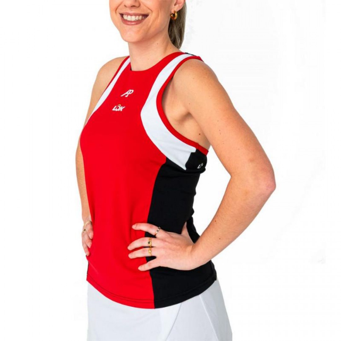 CAMISETA LOK A1 PADEL ELK BLANCO NEGRO MUJER