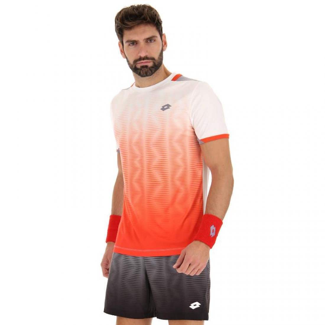 CAMISETA LOTTO TOP IV ROJO AMAPOLA BLANCO BRILLANTE