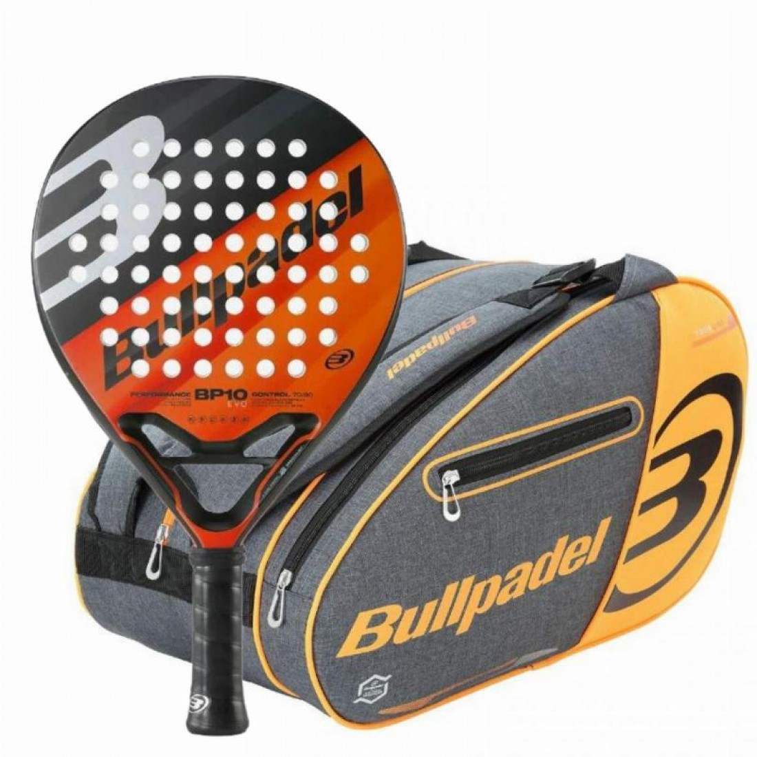 PACK PALA BULLPADEL BO 10 EVO 2023 Y PALETERO BULLPADEL NARANJA