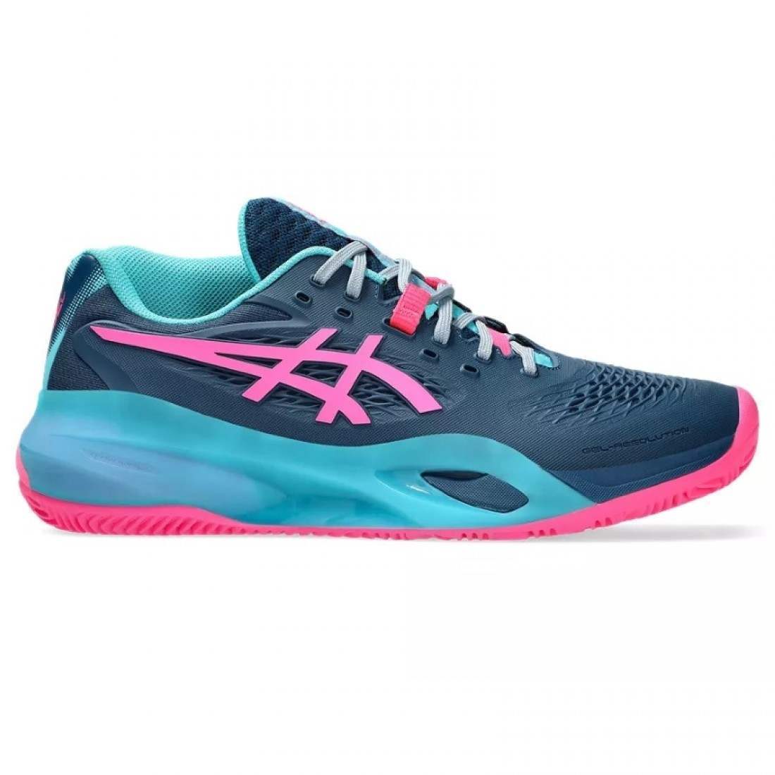 ZAPATILLAS ASICS GEL RESOLUTION X PADEL AZUL MAKO ROSA