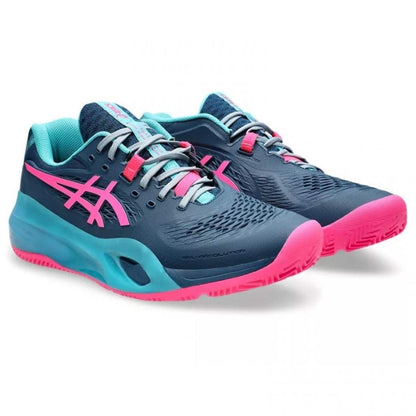 ZAPATILLAS ASICS GEL RESOLUTION X PADEL AZUL MAKO ROSA